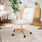 Flash Furniture Chloe Mid-Back White Padded LeatherSoft Armless Chair w/Wheels, Swivel Function, and Gold Frame CH-232174-1-WH-GLD-GG - alternate 8